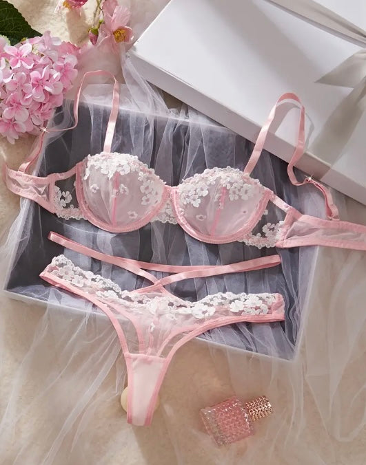 Conjunto de lencería sexy rosa